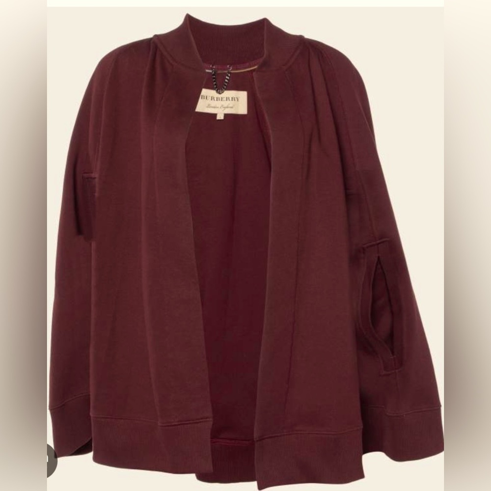 Burberry Burgundy Logo Embroidered Cape